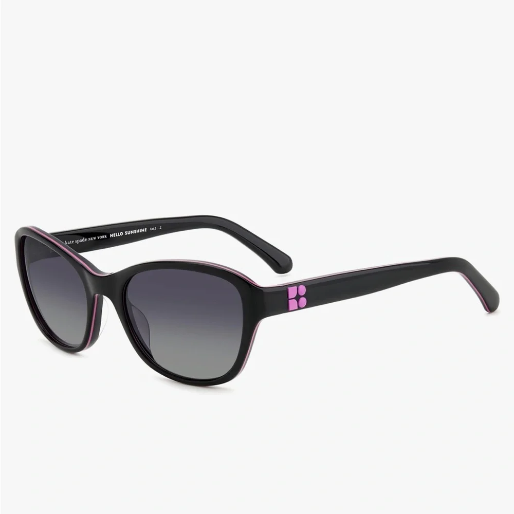 Kate Spade Goldie Polarized Sunglasses Black Pink Trim 807WJ 56mm NWT